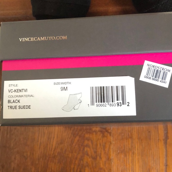 Vince Camuto Black Peep-Toed Suede Booties - Picture 8 of 8